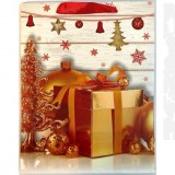 Karácsonyi szalagfüles ajándéktasak - 17,5x23 cm Ajándék csomagolás